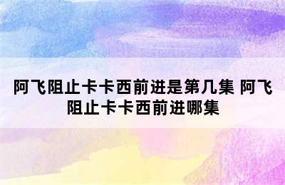 阿飞阻止卡卡西前进是第几集 阿飞阻止卡卡西前进哪集